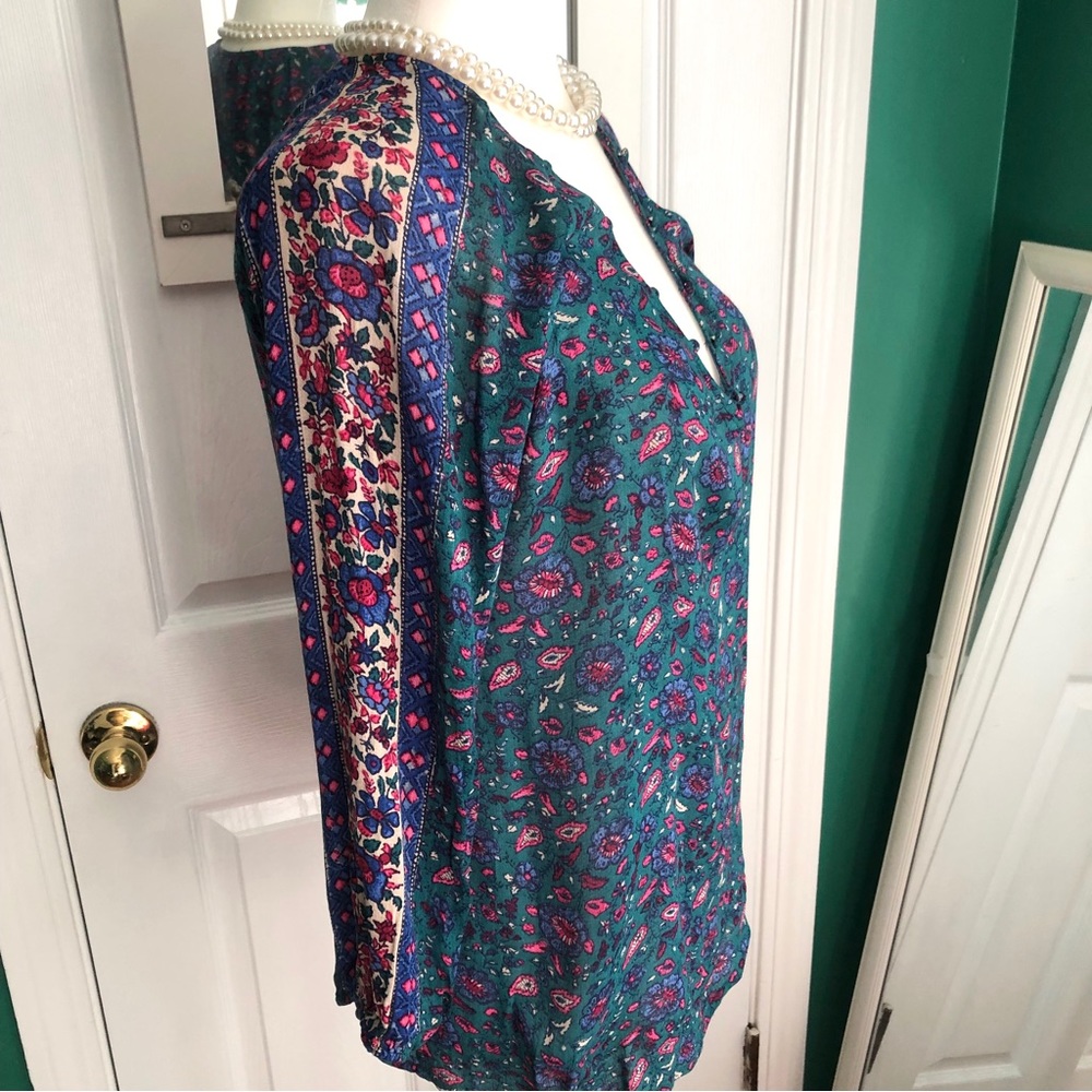 Lucky Brand teal floral top small - Picture 5 of 8